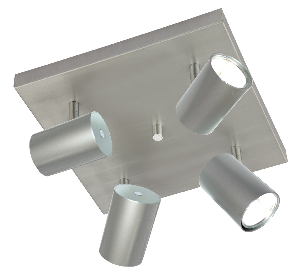 LED Quadroplatte 28x28cm in alu matt, dimmbar 4-fl