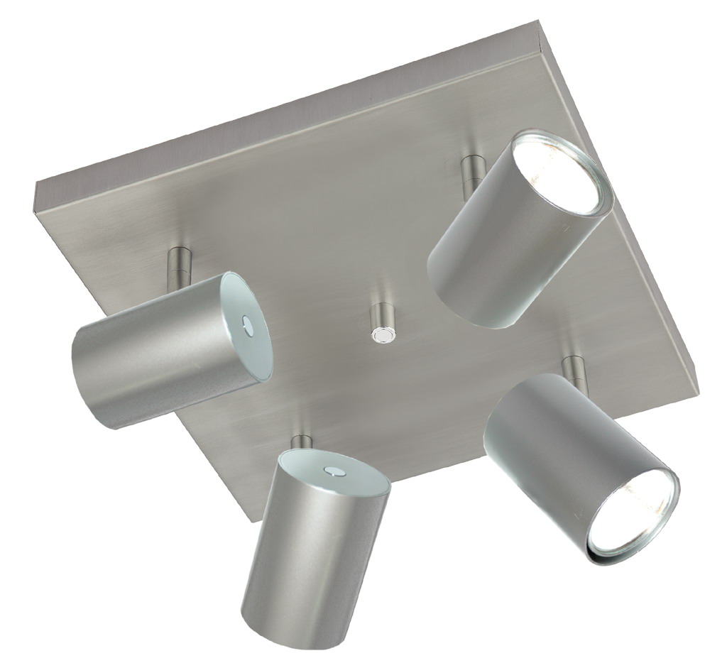 LED Quadroplatte 28x28cm in alu matt 4-flammig 4x1