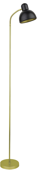 Retro Stehleuchte 155cm in schwarz matt und gold 1