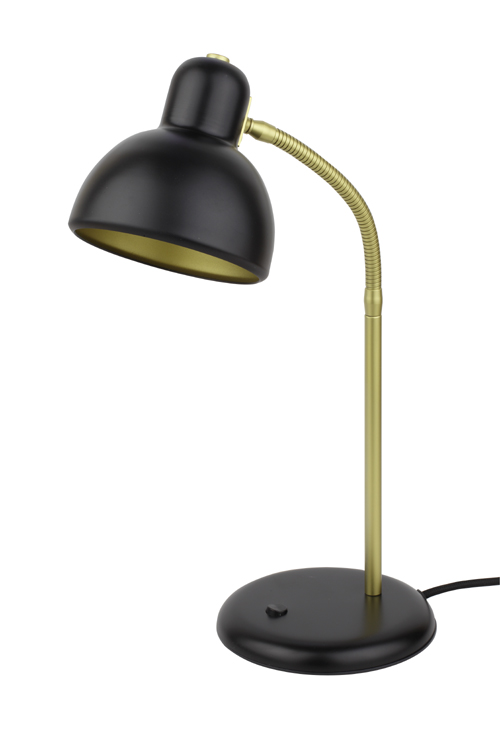 Retro Tischleuchte 45cm in schwarz matt und gold 1