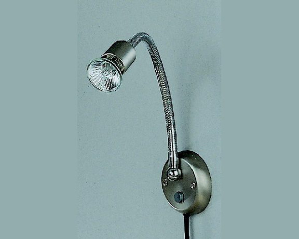 Wandleuchte mit Kippschalter in Nickel Matt (ohne Leuchtmittel)