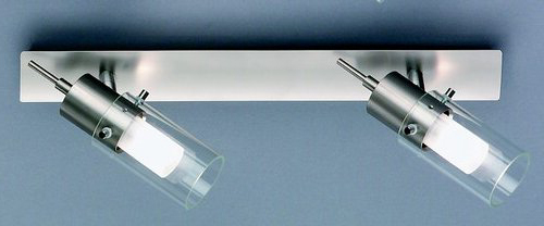 Leiste 38cm in nickel matt mit Glas in klar 2-flam