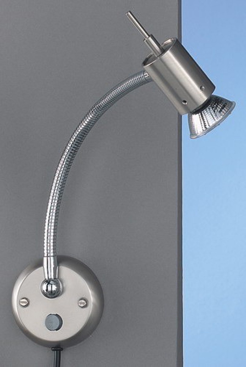 Wandleuchte mit Zugschalter in Nickel Matt (ohne Leuchtmittel)