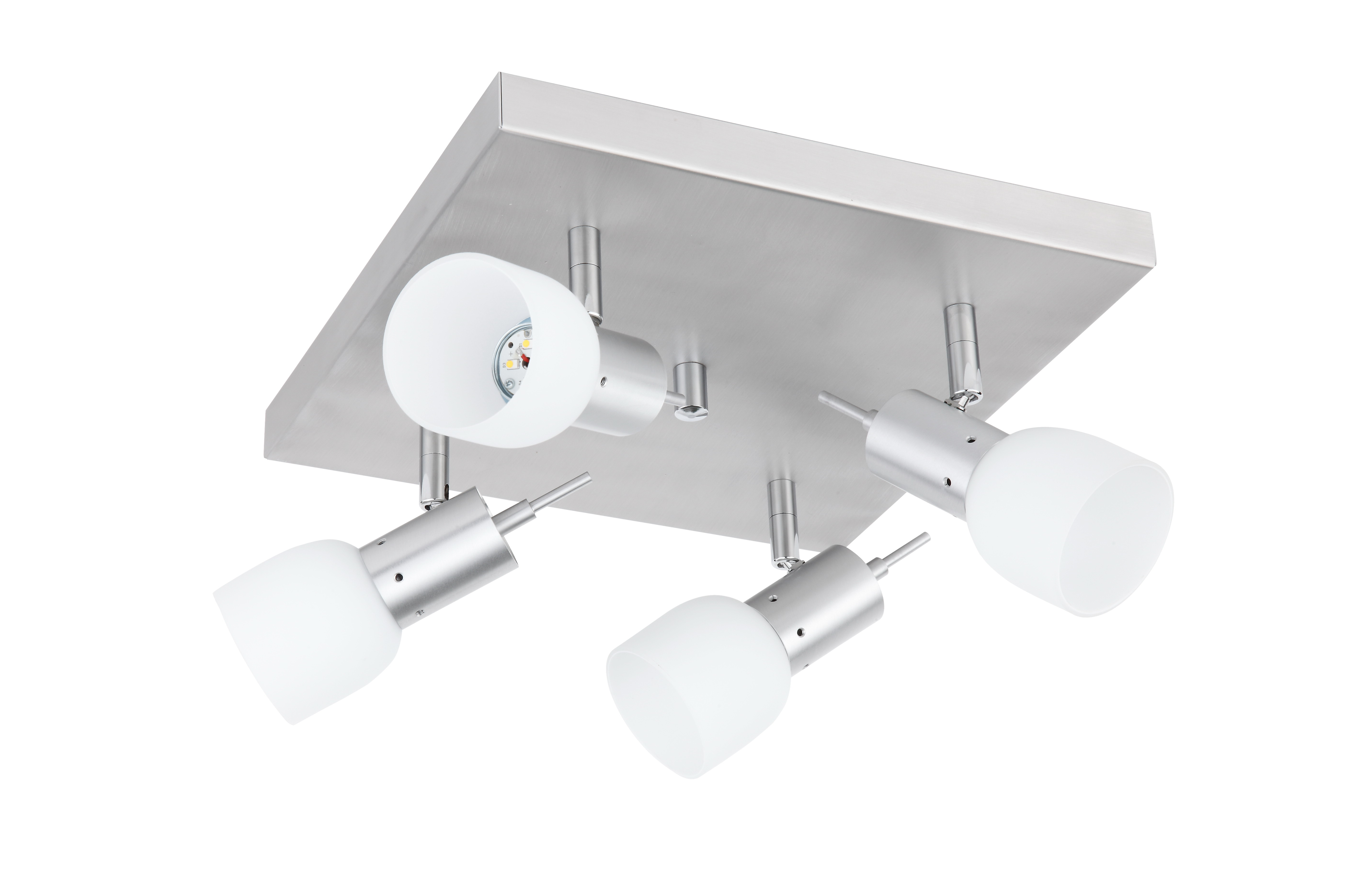 LED Quadroplatte 28x28cm in alu matt 4-flammig 4x6