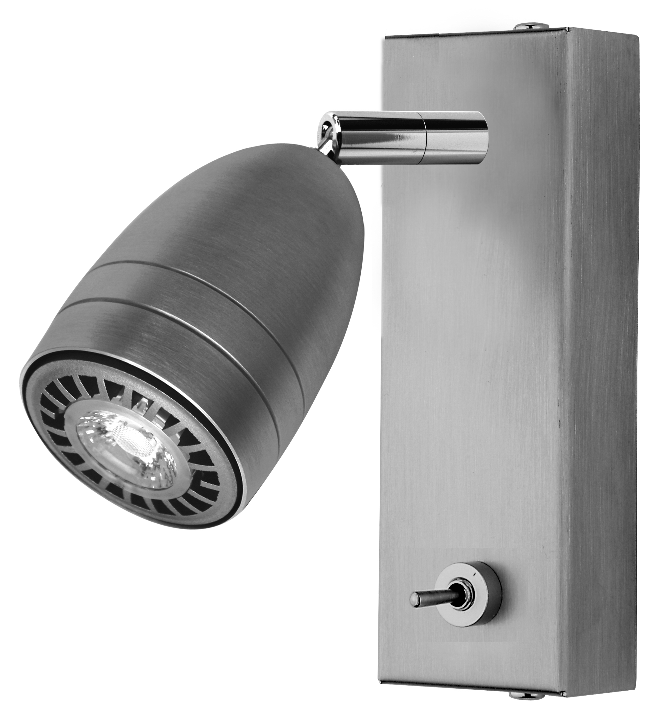 Omega LED Wandspot mit Schalter in Alu matt