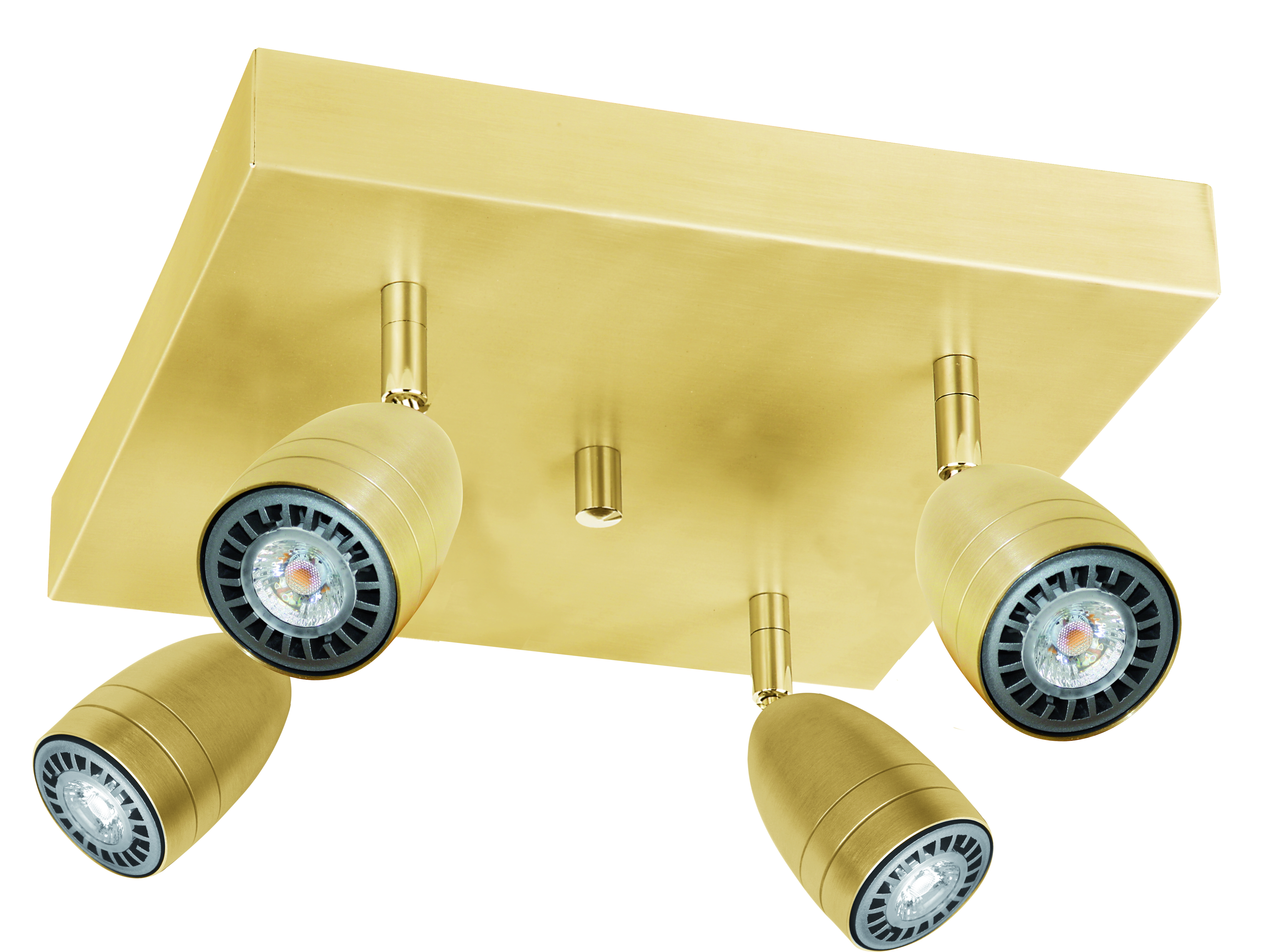 Omega LED Quadroplatte 28x28cm in gold matt 4-flam