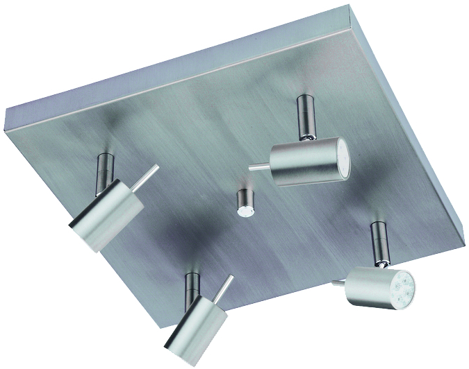 LED Quadroplatte 28x28cm in alu matt 4-flammig 4x6