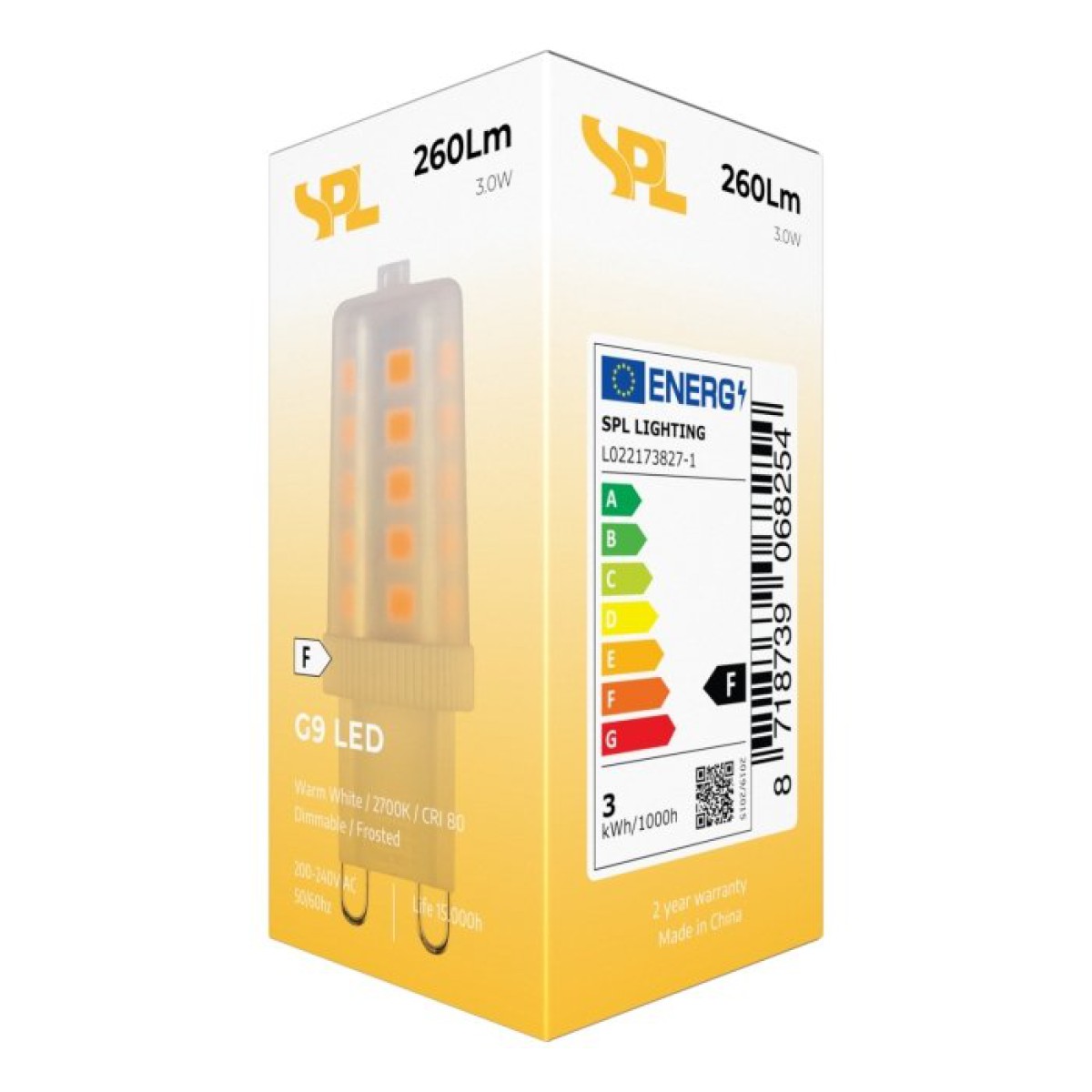SPL LED Stiftsockellampe T17x50 G9 3 W 260 lm 2700K matt dimmbar