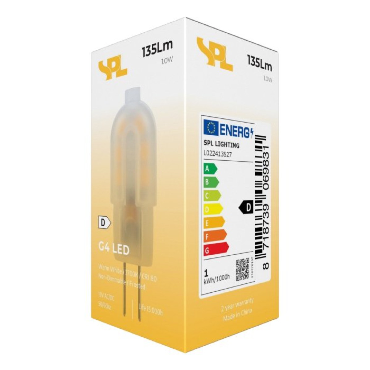 SPL LED Kapsel T12x37 G4 1 W 135 lm 2700K matt