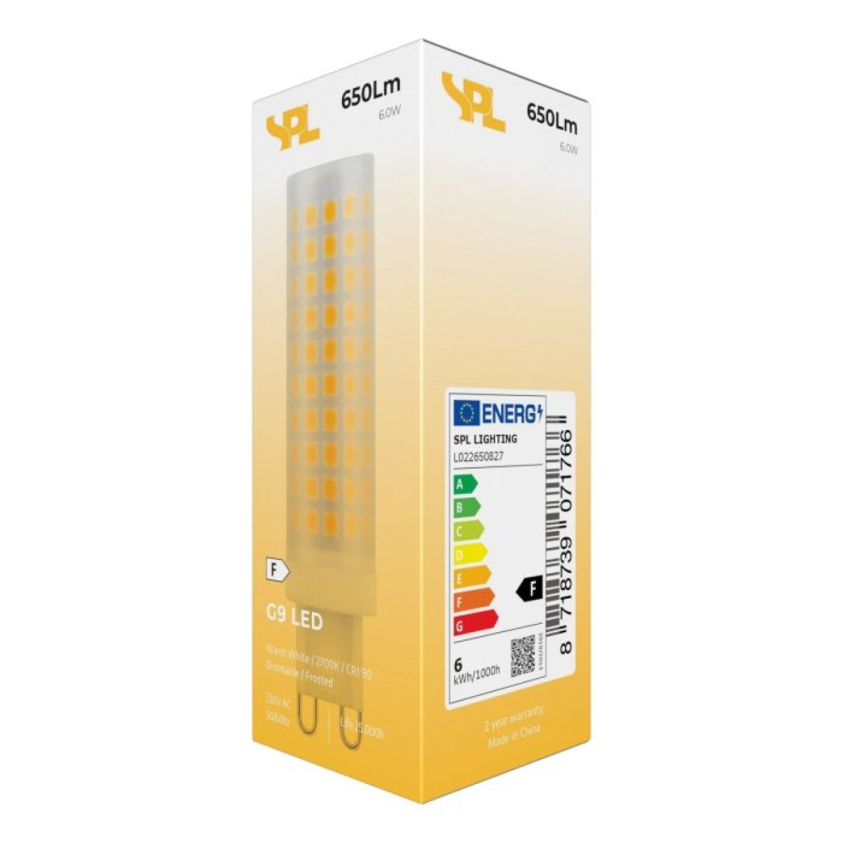 SPL LED Stiftsockellampe T18x75 G9 6 W 650 lm 2700K matt dimmbar