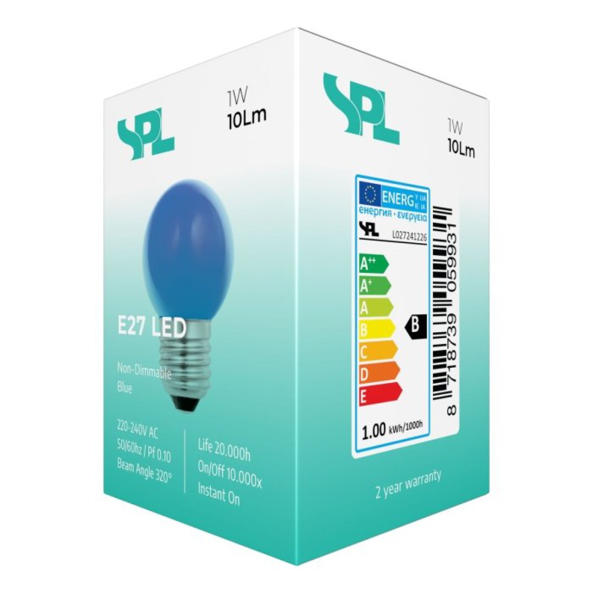 SPL LED Globe G45x68 E27 1 W 5 lm Blau