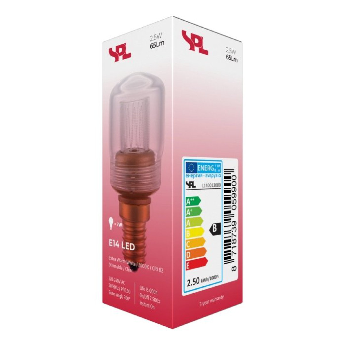 SPL LED Röhre T30x70 E14 2 W 65 lm 2000K klar dimmbar