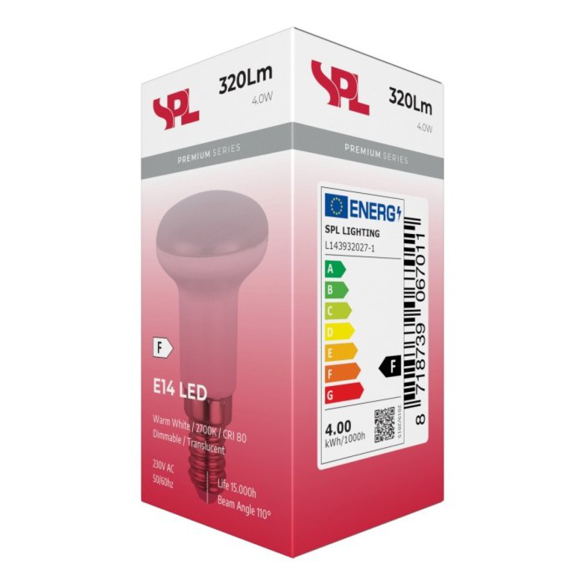 SPL LED Reflektor R39x70 E14 4 W 320 lm 2700K transluzent dimmbar