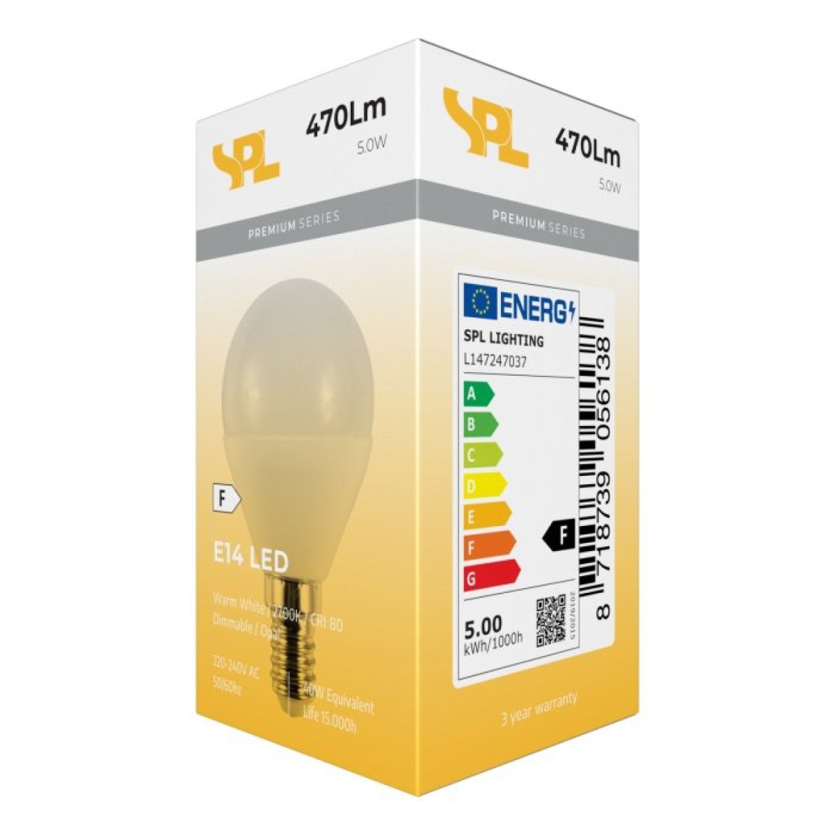 SPL LED Globe G45x80 E14 5 W 470 lm 2700K opal dimmbar