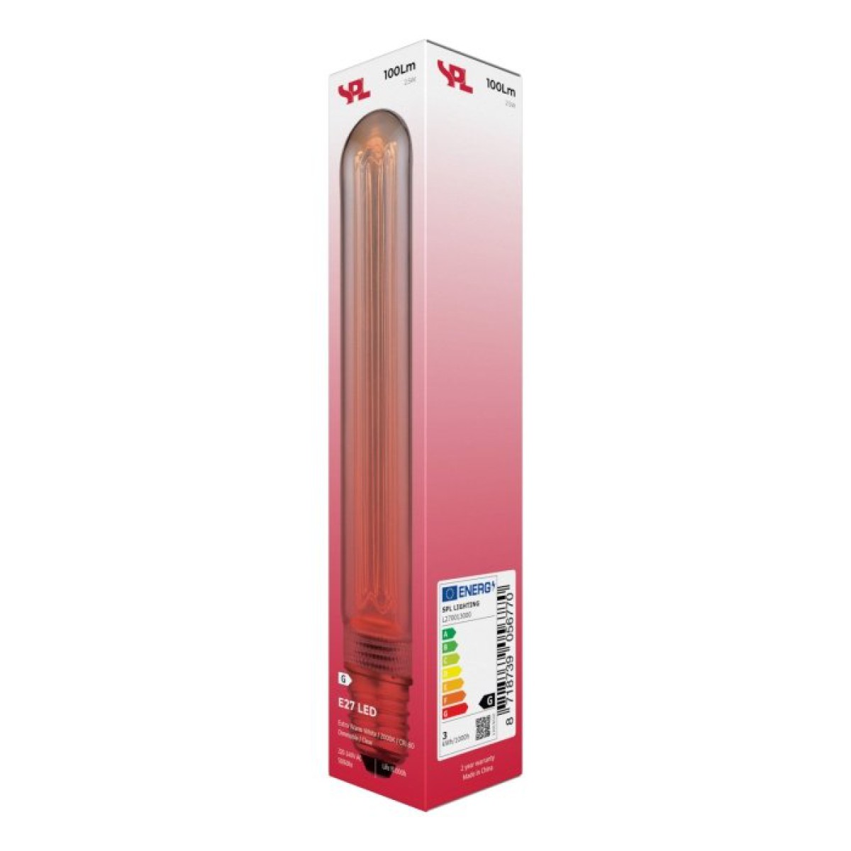 SPL LED Röhre T30x185 E27 2,5 W 100 lm 2000K klar dimmbar