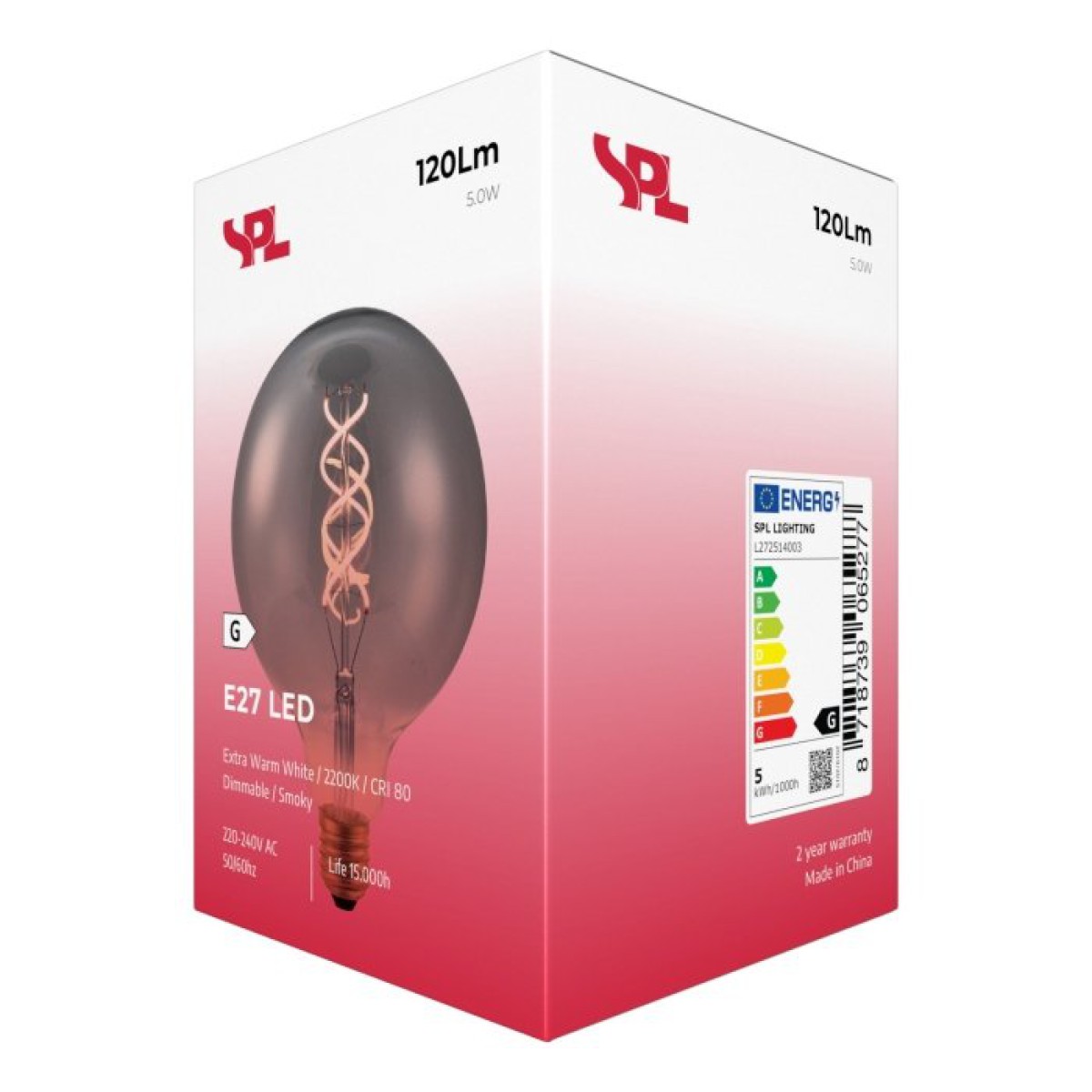 SPL LED Filament Globe G125x180 E27 5 W 120 lm 2200K Rauchglas dimmbar