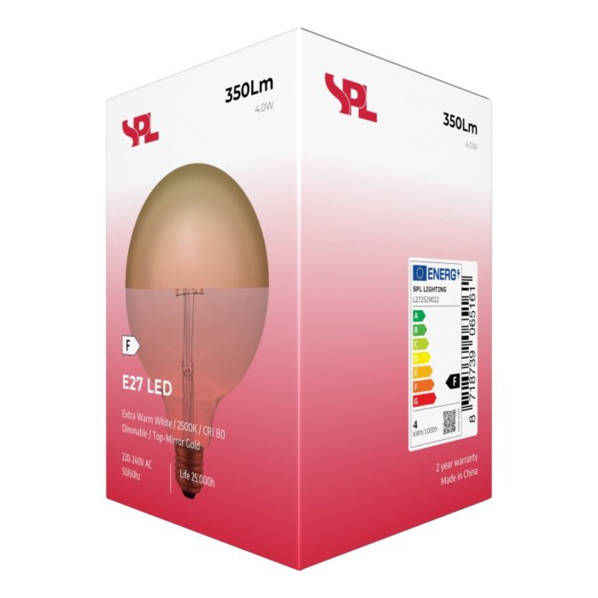 SPL LED Filament Globe G125x180 E27 4 W 350 lm 2500K Gold dimmbar