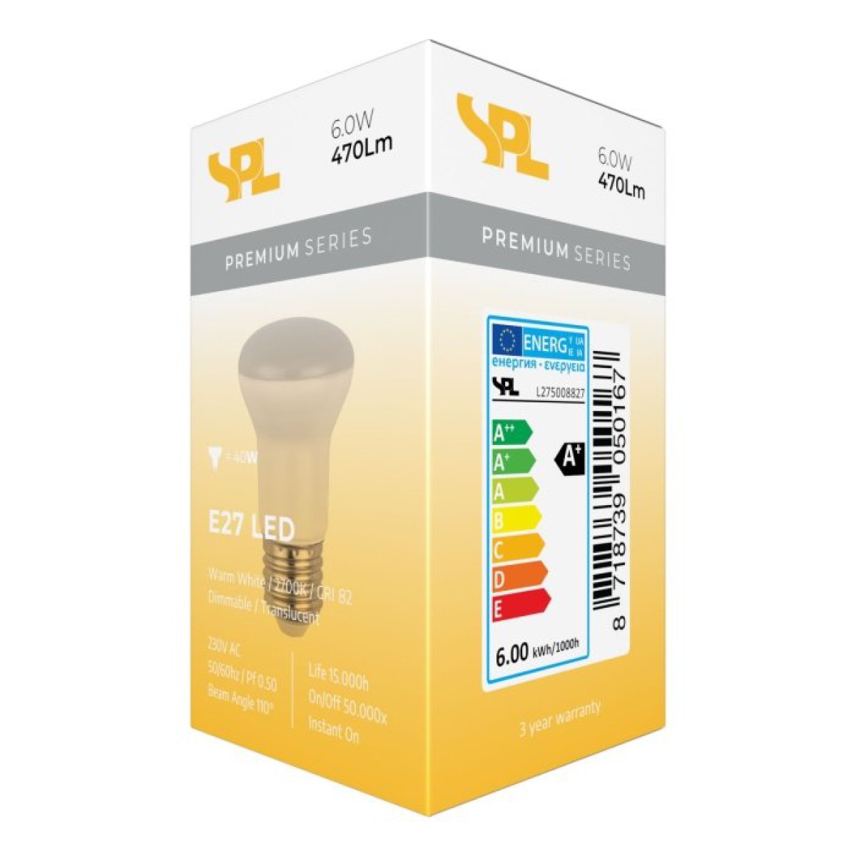 SPL LED Reflektor R50x88 E27 6 W 480 lm 2700K transluzent dimmbar