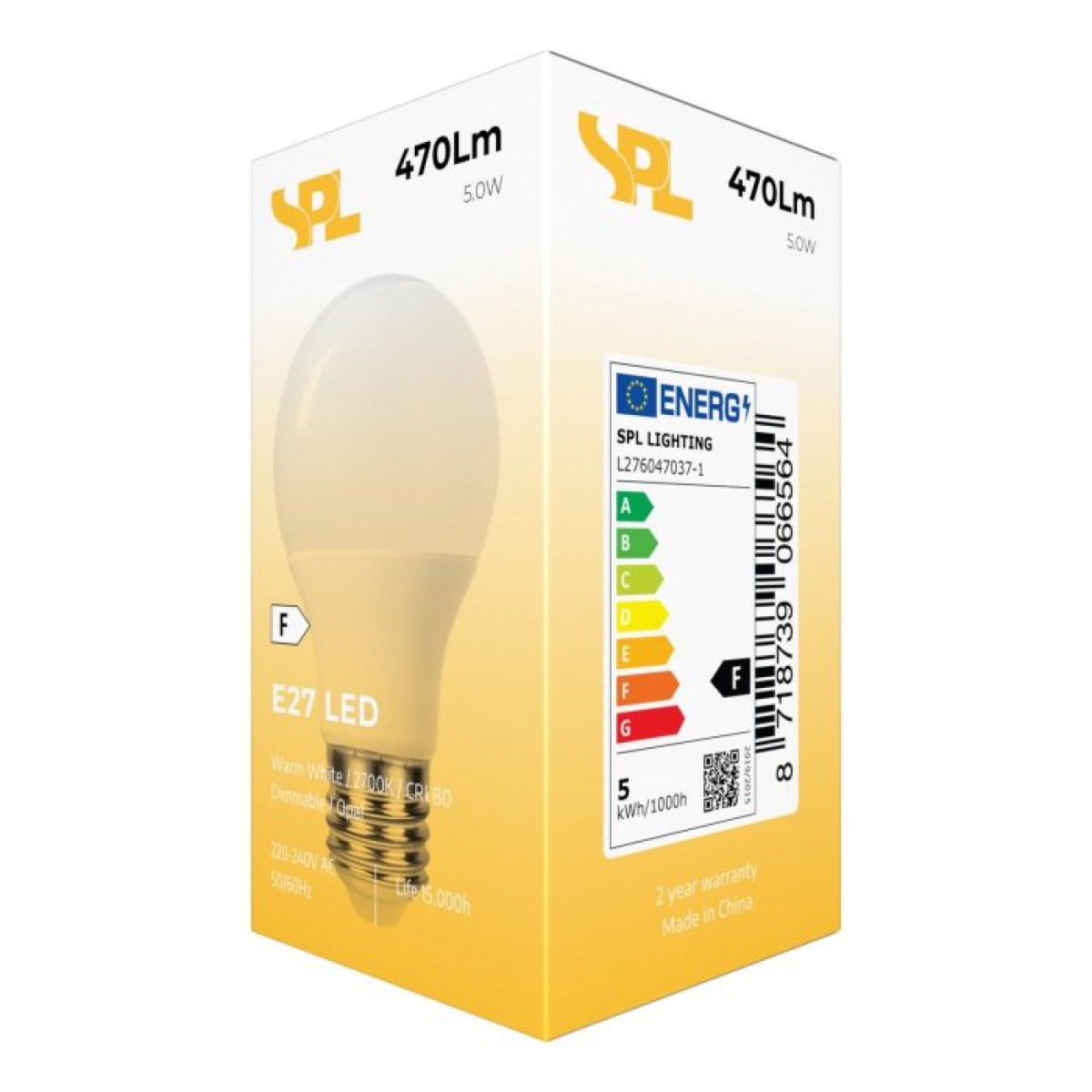 SPL LED Birne A60x105 E27 5 W 470 lm 2700K opal dimmbar