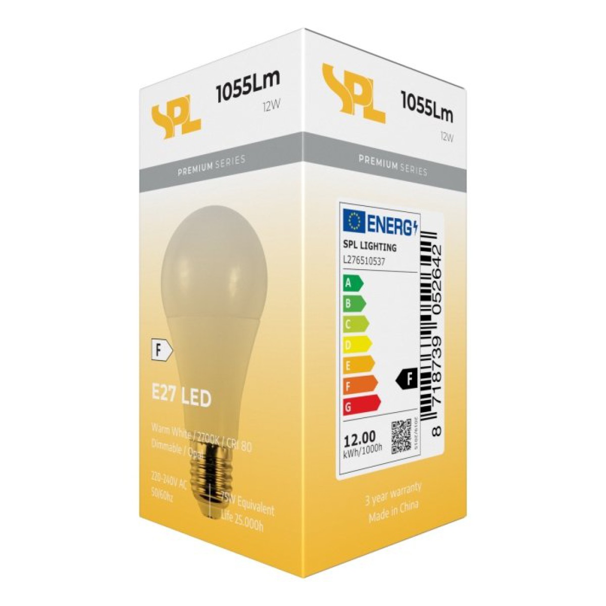 SPL LED Birne A65x115 E27 12 W 1055 lm 2700K opal dimmbar