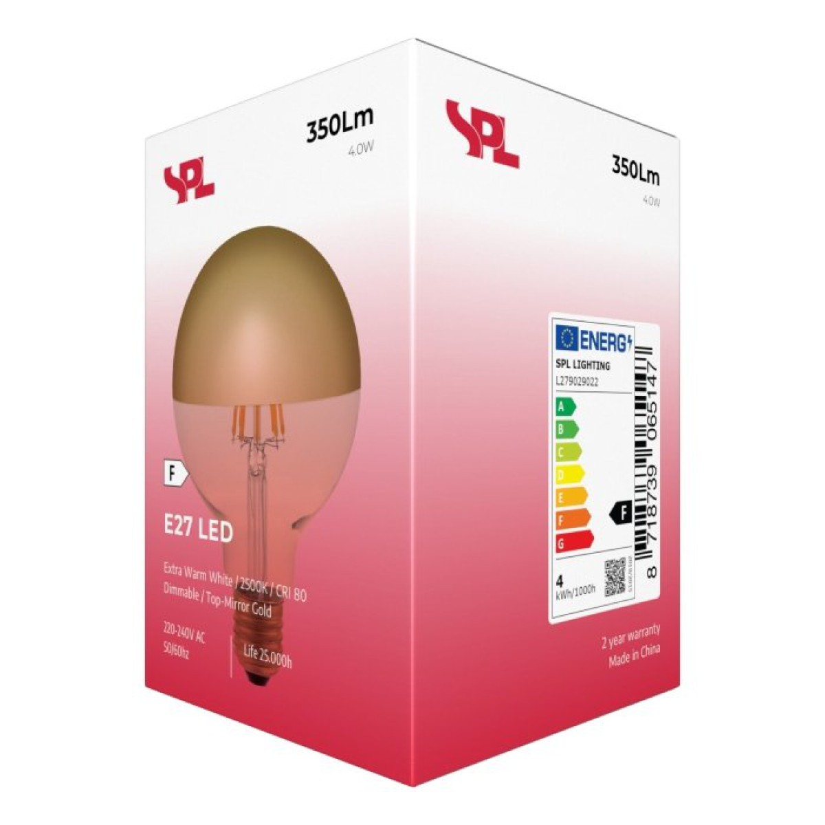SPL LED Filament Globe G95x135 E27 4 W 350 lm 2500K Gold dimmbar