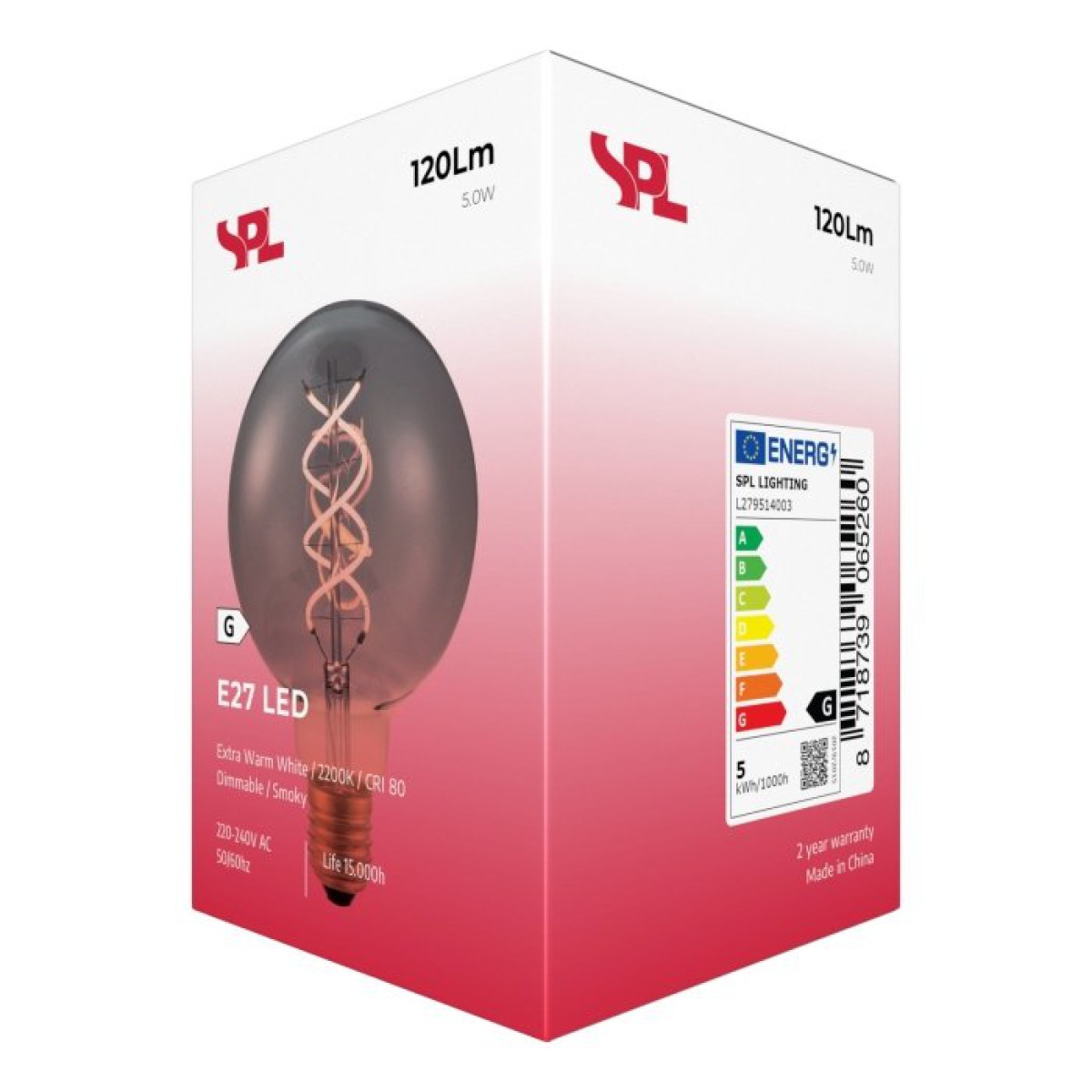 SPL LED Filament Globe G95x135 E27 5 W 120 lm 2200K Rauchglas dimmbar