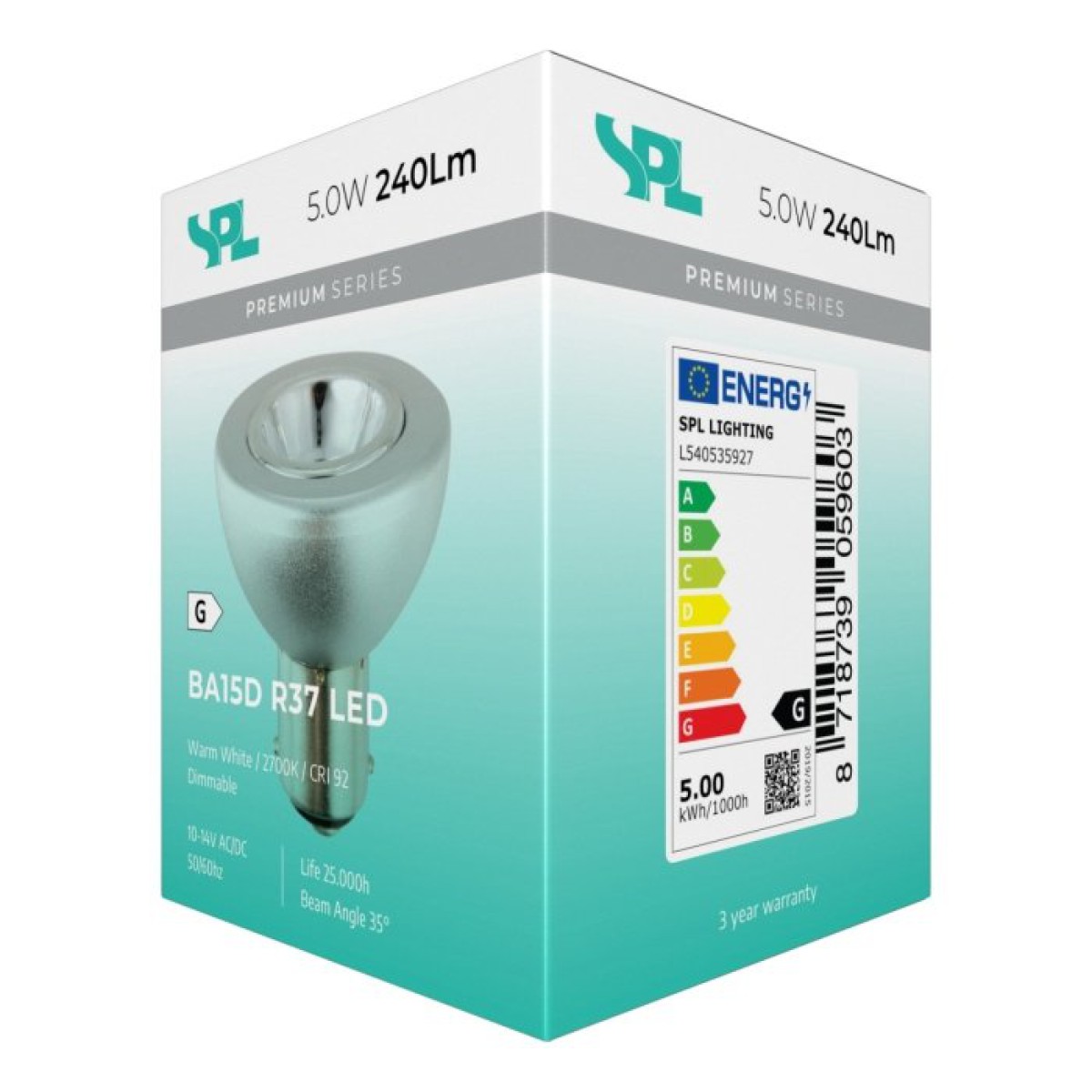 SPL LED Reflektor R37x42 Ba15d 5 W 240 lm 2700K klar dimmbar