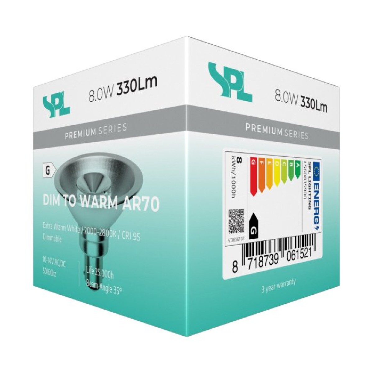 SPL LED Dim to Warm Reflektor AR70x55 Ba15d 8 W 330 lm 2000–2800K klar dimmbar