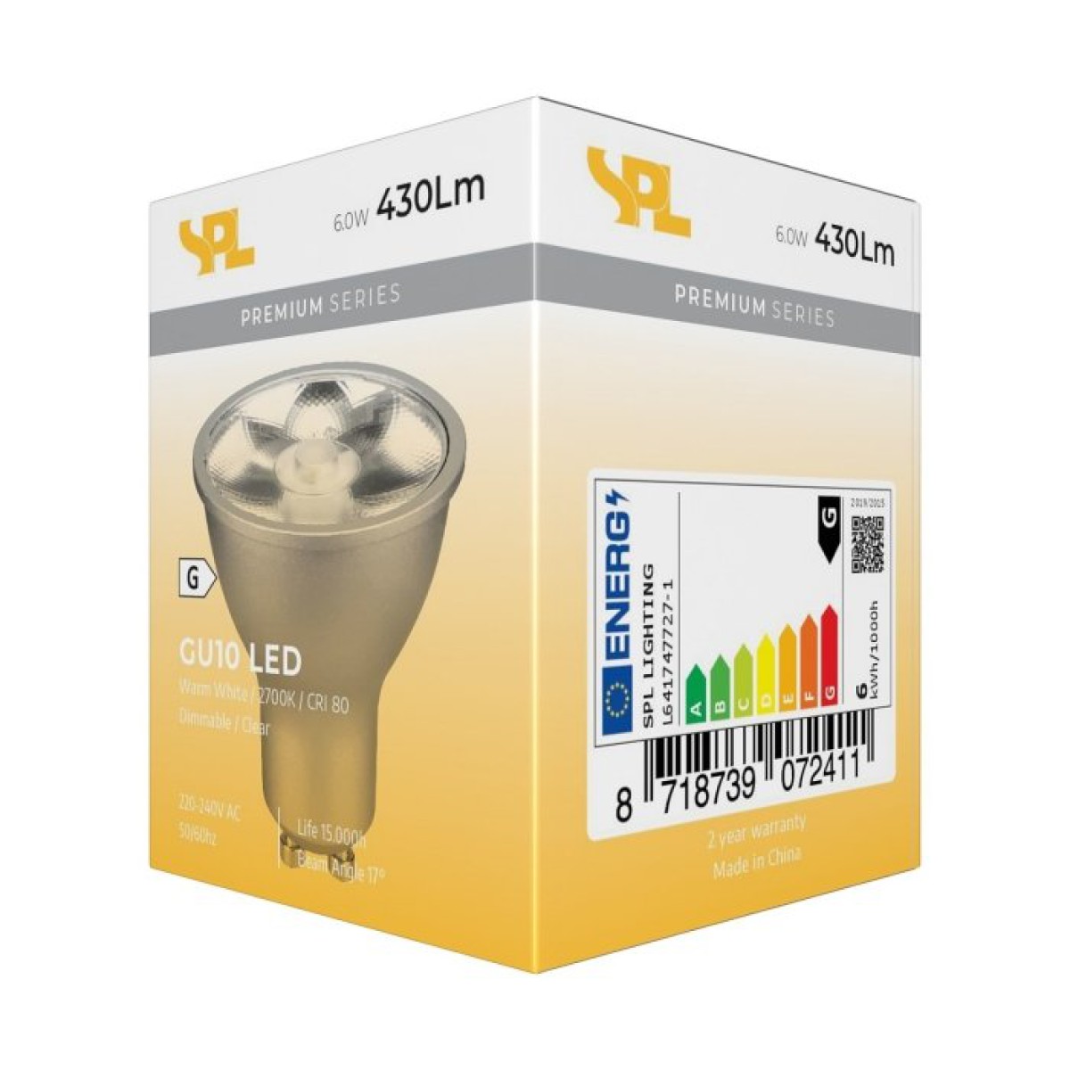 SPL LED Reflektor 50x55 GU10 6 W 430 lm 2700K klar dimmbar Ra80