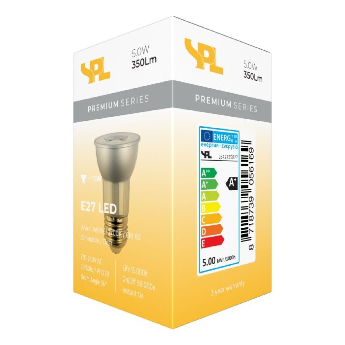 SPL LED Reflektor 50x78 E27 5 W 350 lm 2700K klar dimmbar