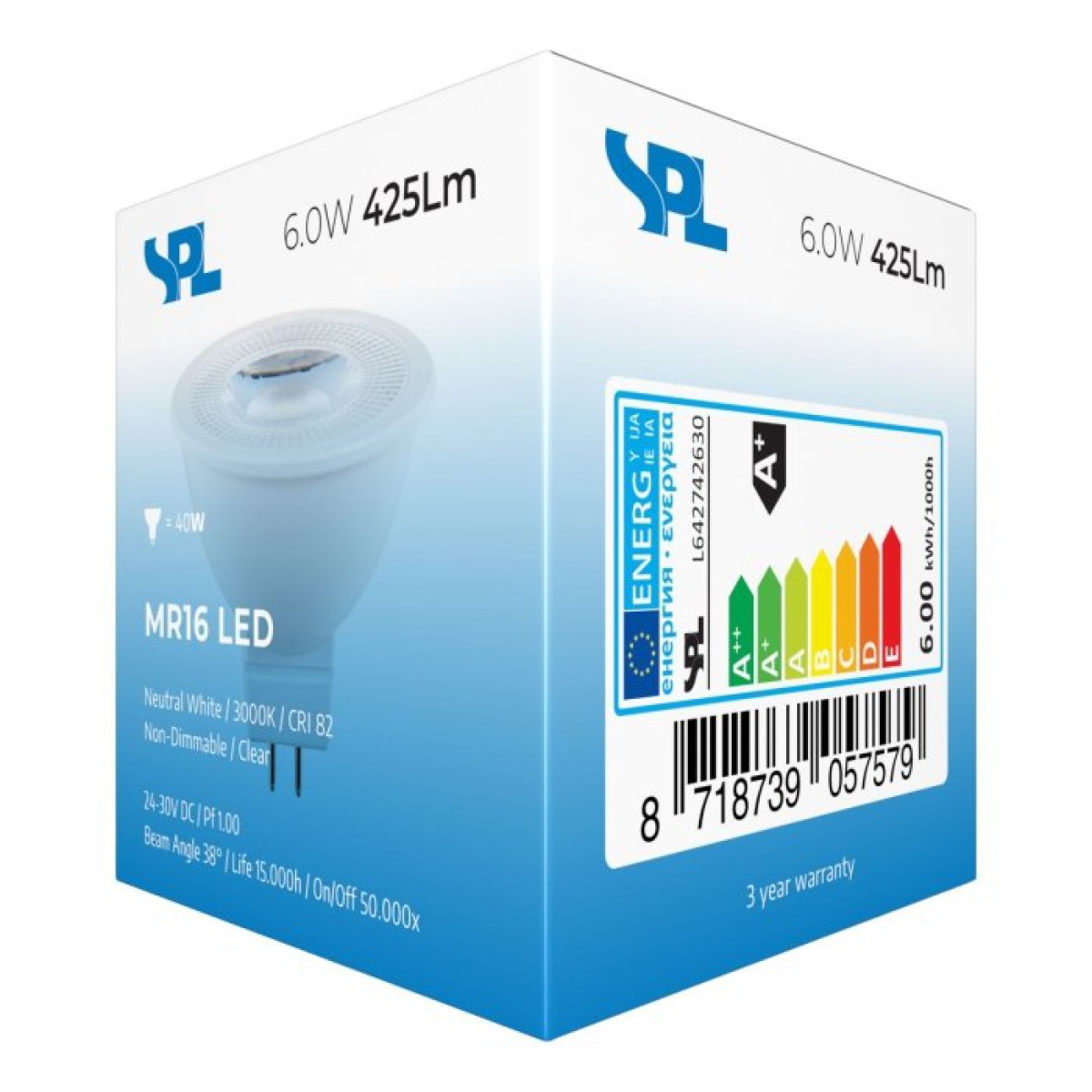 SPL LED Reflektor 50x48 GU5.3 6 W 425 lm 3000K klar