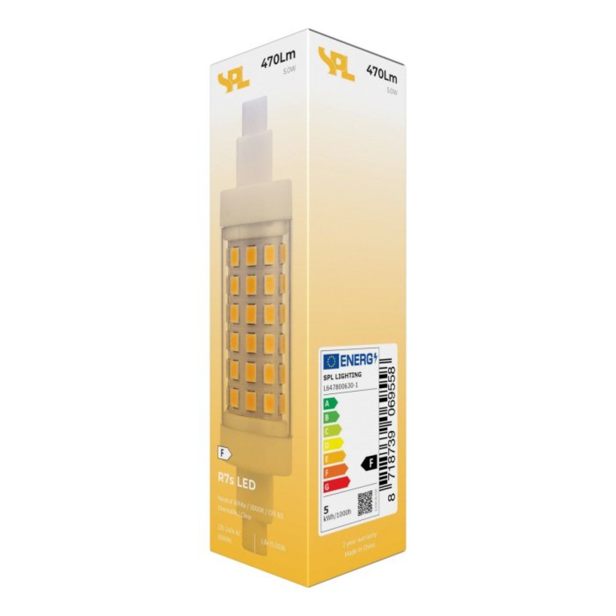 SPL LED Röhre T20x78 R7s 5 W 470 lm 3000K klar dimmbar