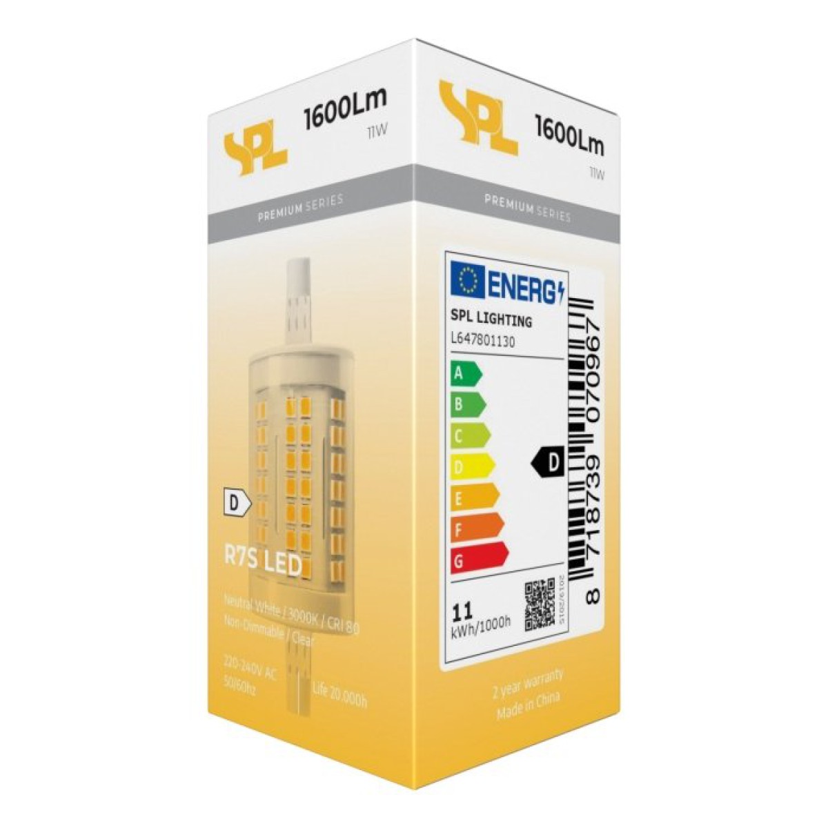 SPL LED Stablampe T29x78 R7s 11 W 1600 lm 3000K klar