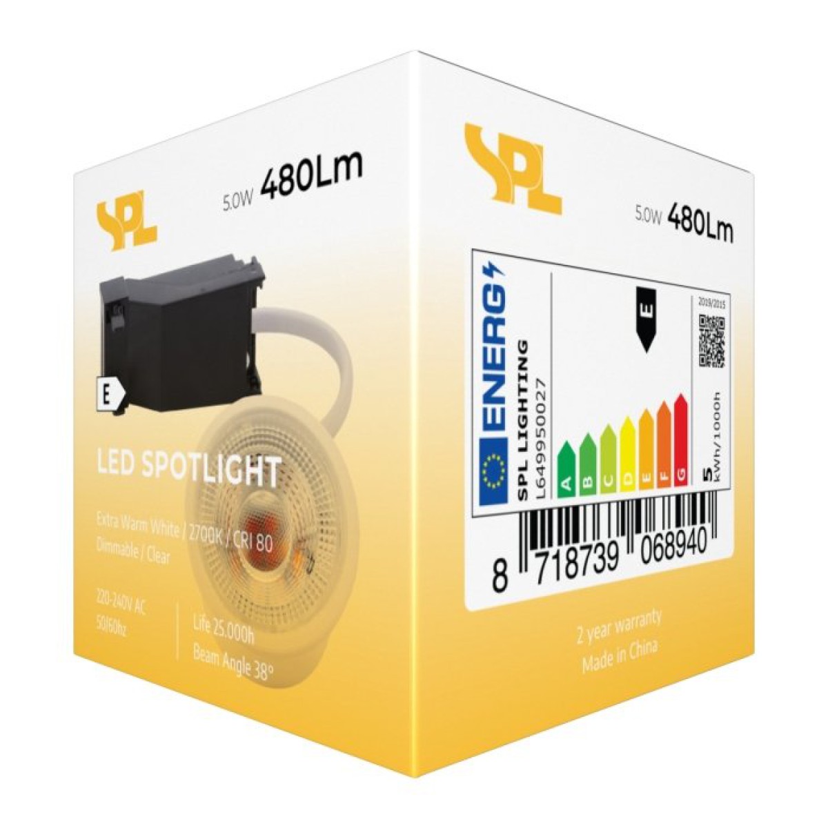SPL LED Reflektor 50x26 Kabelanschluss 5 W 480 lm 2700K klar dimmbar