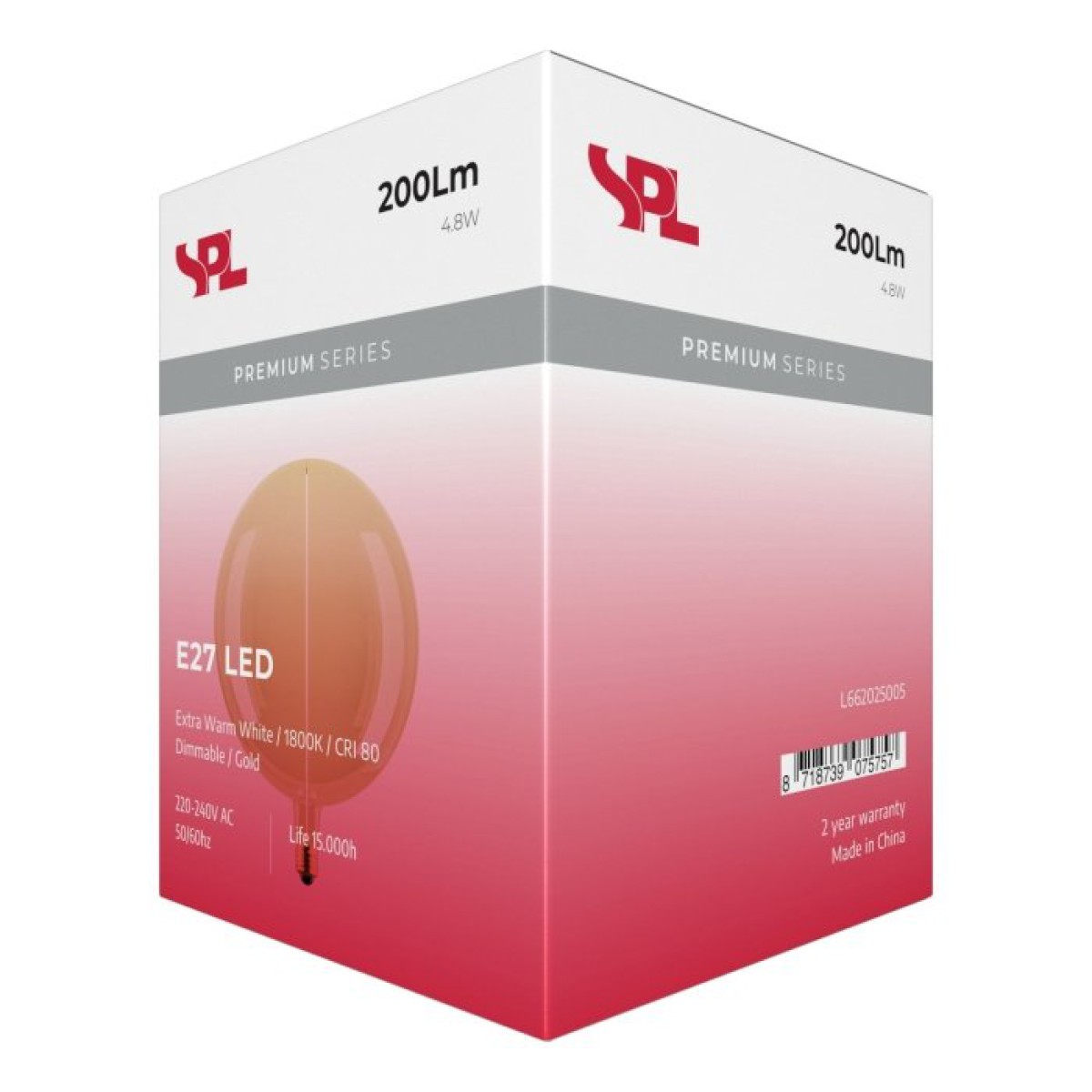 SPL LED Filament Globe G200x268 E27 4,8 W 200 lm 1800K Gold dimmbar