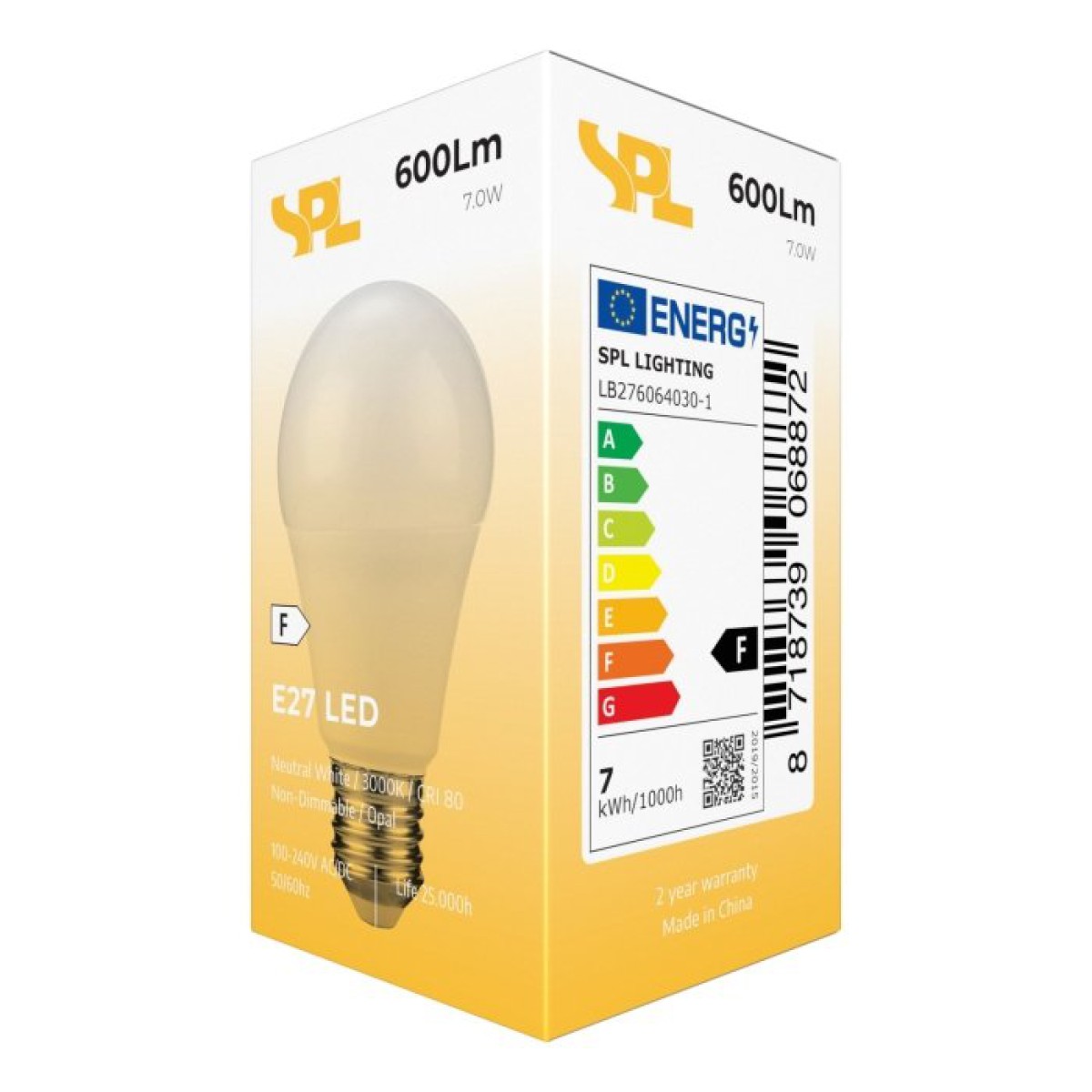 SPL LED Filament Birne A60x110 E27 7 W 600 lm 3000K opal