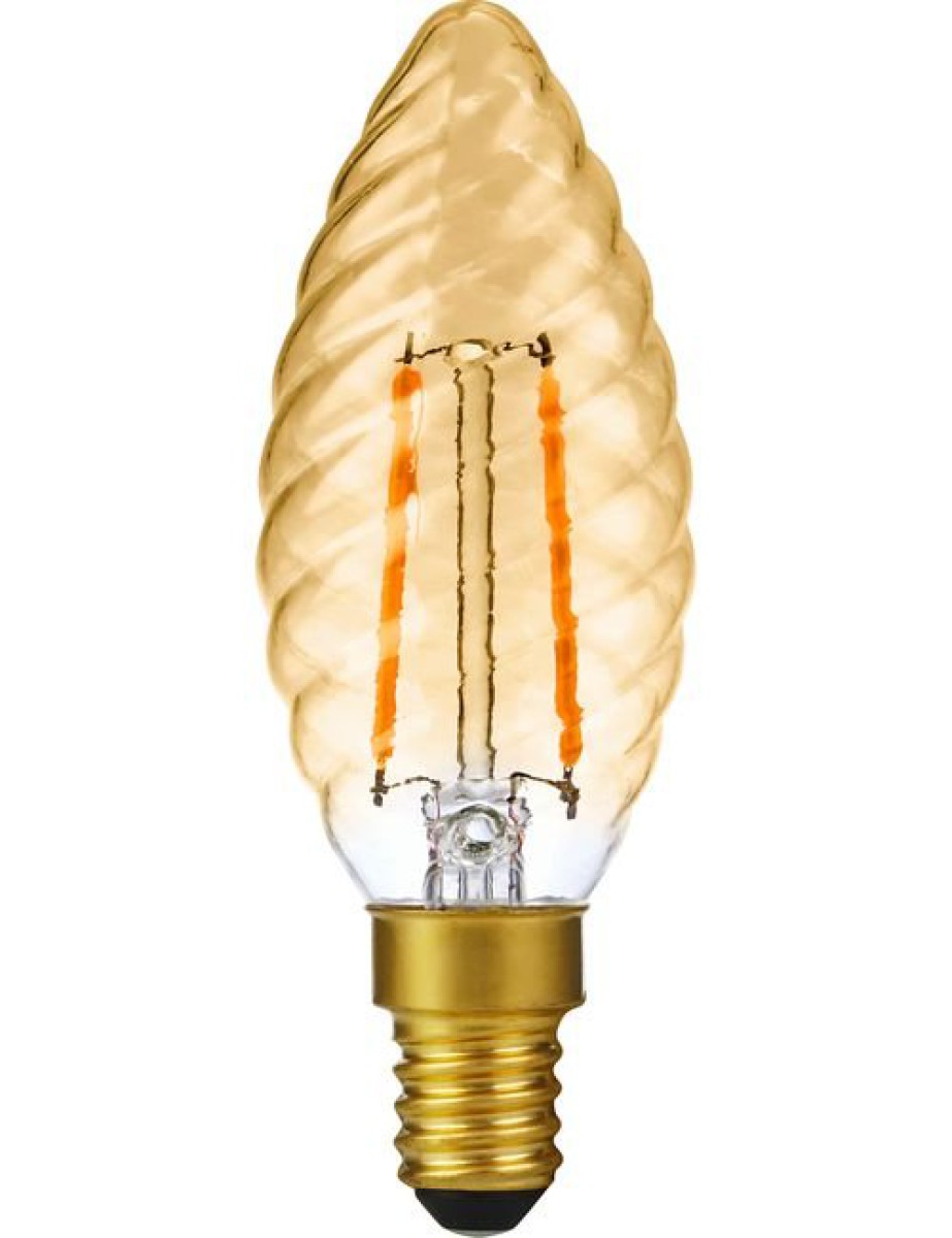 SPL LED Filament Kerze gedreht C35x100 E14 2 W 140 lm 2000K Gold dimmbar