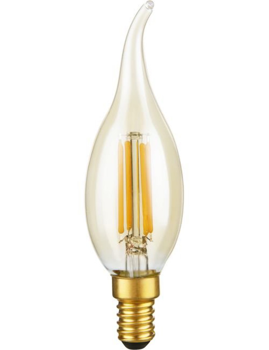SPL LED Filament Windstoßkerze C35x120 E14 4 W 300 lm 2200K Gold dimmbar