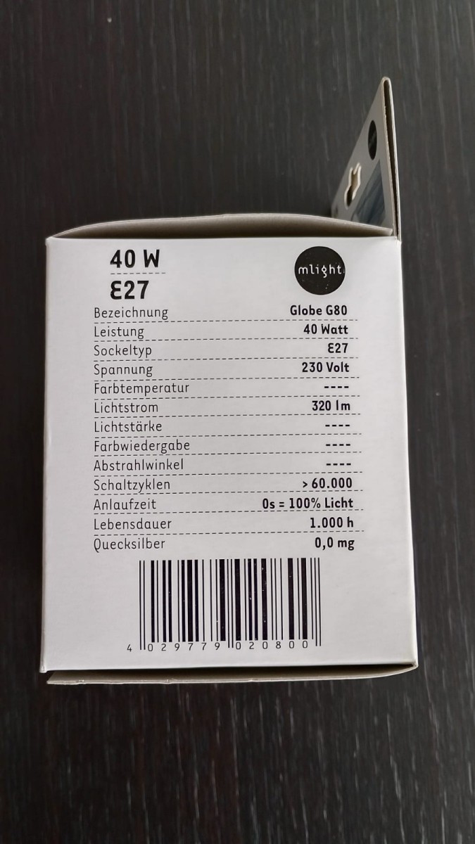 Mlight Globelampe E27 80 D - 40 W opal stoßfest