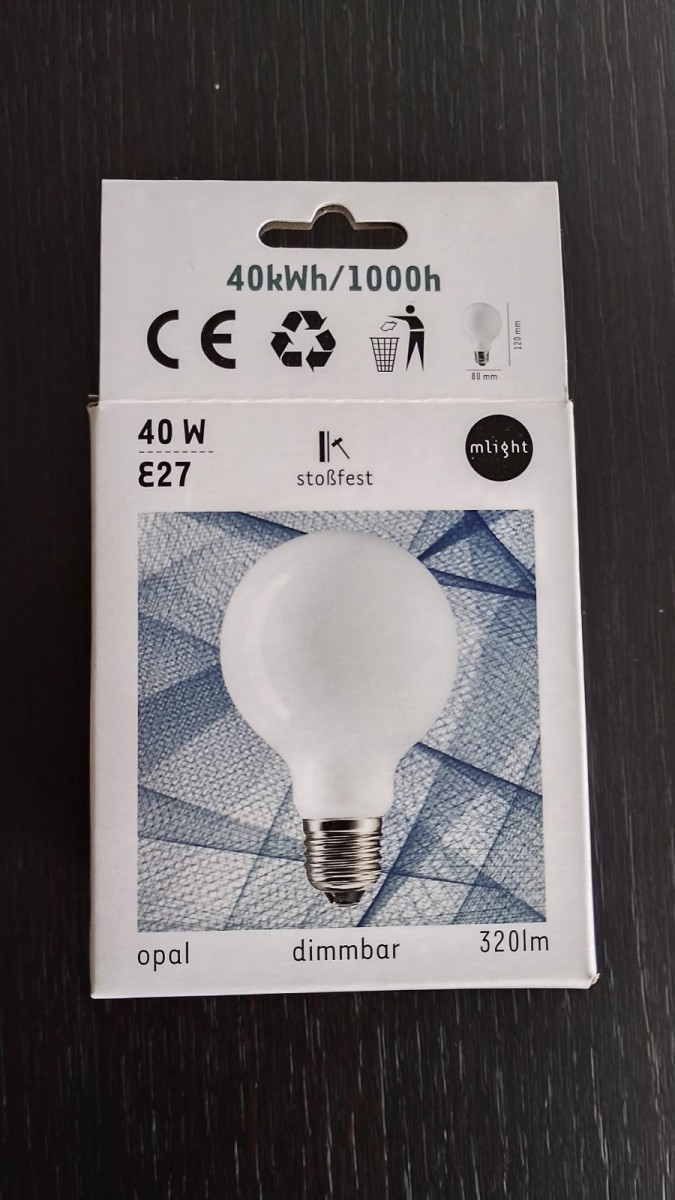 Mlight Globelampe E27 80 D - 40 W opal stoßfest