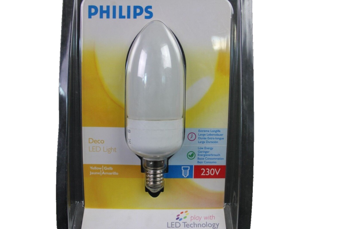 Philips LED-Lampe Kerze DECO 230V E14 1W Gelb